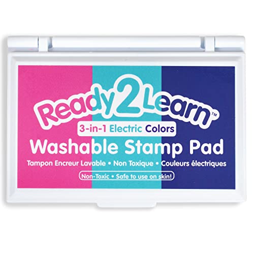 Моющийся тампон за печати READY 2 LEARN 3-в-1 - Цвят Електрик - Розово, лилаво и тюркоаз - Нетоксичен - Устойчив
