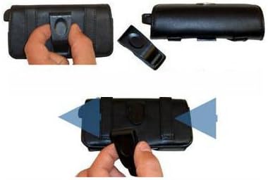 Дизайнерски калъф за носене на колан Gomadic от черна кожа O2 XDA Flame Belt Case – Включва Допълнителна примка
