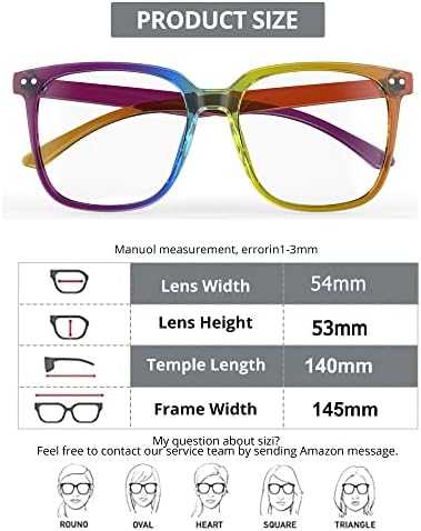 DTIUGUTAE Синя Светлина Блокер Очила за Жени, Мъже С Антирефлексно Покритие за Намаляване на Очила за Компютър Големи (Rainbow/Черен)