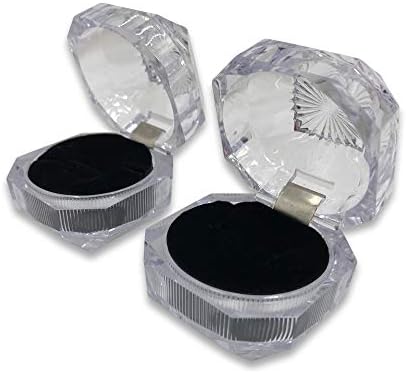 Опаковка от 1 Брой- Акрилна Ковчег за бижута с един пръстен и черна поролоновой възглавница - За подарък/продажби