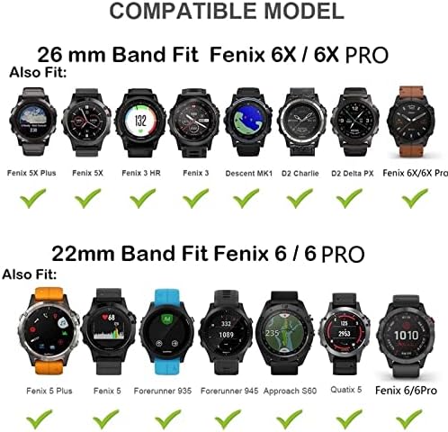 UNCASO Нов 26-22 мм и каишка за часовник Garmin Fenix 6X6 6s Pro 5S Plus 935 3 HR Watch Быстроразъемный Силиконов