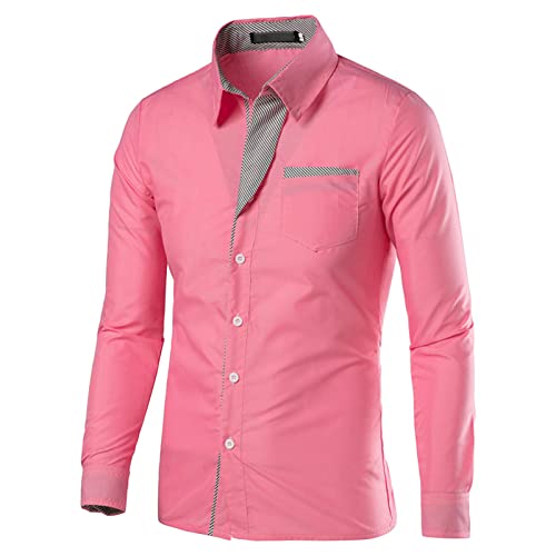 Maiyifu-GJ Стилни Мъжки ризи с дълъг ръкав, Ежедневни ризи с копчета в стил мозайка, Отгоре с отложным яка и джобове