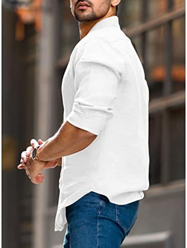 Maiyifu-GJ / Мъжки Обикновена тениска с дълъг ръкав, Ежедневни Памучни Плажни Ризи с Копчета, Обикновена Лятна Блуза С Навити ръкави