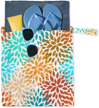 Детски Тъканни Мокри и Сухи Чанти за Памперси с Цветен Модел, 2 бр. Непромокаеми, за Многократна употреба, с 2 Джоба