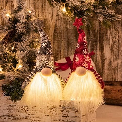 Коледен Гном MaSiledy 15 С Подсветка, Плюшено скандинавски шведски Джудже Ръчно изработени, Подарък за Празниците под формата