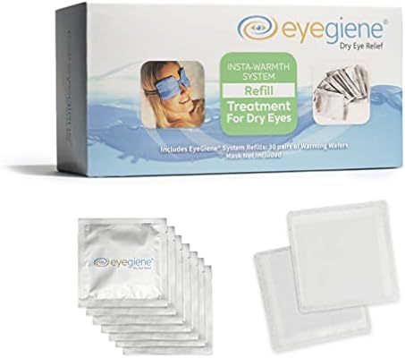 Горещи вафли за компрес за очи EyeGiene - 30 двойки лечебни вафли за презареждане - Без вода, без загряване в микровълнова