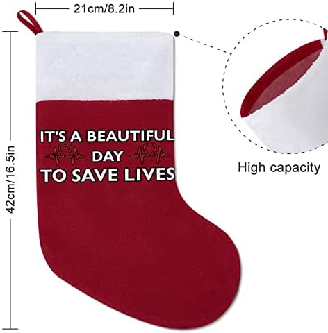 Това е един прекрасен ден за спасяване на човешки животи Коледни Чорапи, Окачени Чорапи с Принтом Коледно Дърво Украса