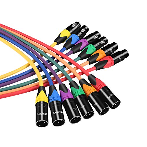 Пач-Кабел Devinal XLR, 10-Крак Микрофон кабел 3-пинов кабел XLR от мъжа към жената, 6 Цветни Кабели, Балансирани Многоцветни Екранирани Змеиные Кабели За Аудиомикрофона