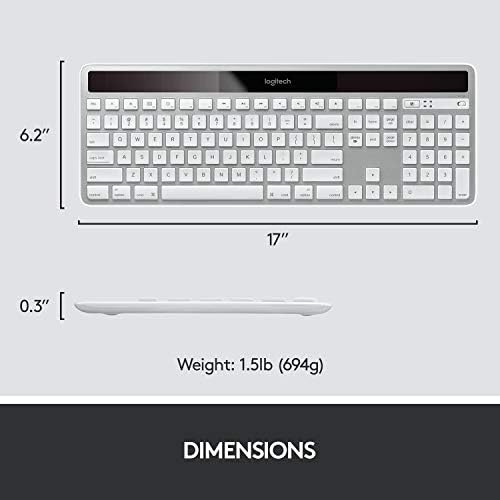 Безжични слънчеви клавиатура Logitech K750 за Mac — функция зареждане от слънчева батерия, Удобна клавиатура за Mac, Безжична