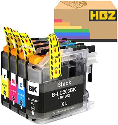 HGZ 4 опаковки LC203 LC201 Съвместими касети с Мастило Замяна за LC203 XL, използвани в принтера MFC-J460DW MFC-J480DW MFC-J880DW