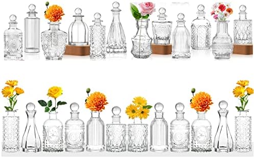 Комплект от Прозрачна Стъклена ваза за цветята, комплект от 24 бутилки със стъклена запушалка 21, Реколта Стъклена бутилка,