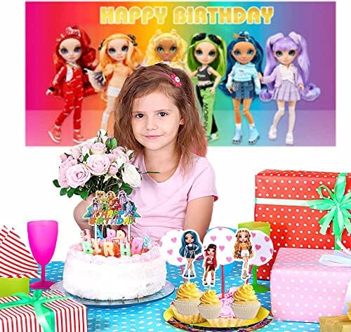 Преливащи ученически пособия за партита Кукли Украса на торта за рожден ден Topper балони Банер на Фона на декор