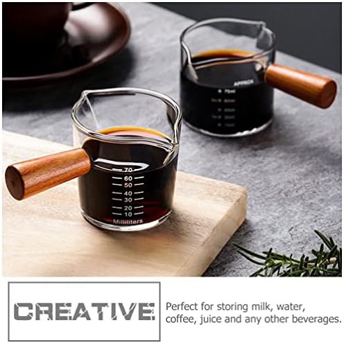 Кафе сироп Cabilock 2 елемента Мини-Стъклена Кана За Сметана от Прозрачно Стъкло, Мерителна Чашка с Дървена дръжка, Малък