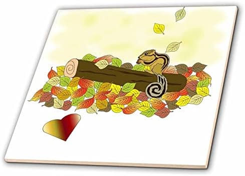 Триизмерно изображение на Протеини Върху Дънер С Есента Цветни Листа и Градиентными Сърца - Плочки (ct_352738_1)
