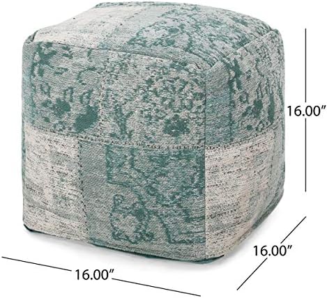 Хоп-куб от плат Christopher Knight Home Хана Ръчно изработени в стил Бохо, Тюркоаз, Бежов