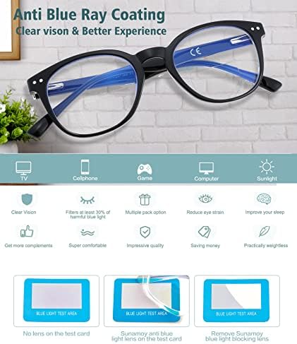 SUNAMOY Бифокални Очила За Четене Женски Мъжки Кръгли Сини Леки Компютърни Четец Стилна Дизайнерска Голяма Дограма за Сладки Малки Очила