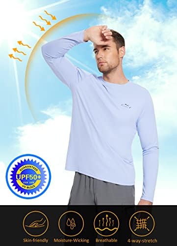 BALEAF Мъжки Слънчеви Ризи UV SPF Риболовна Риза UPF 50 + С Дълъг Ръкав Защита От Акне Плуване Бързосъхнеща