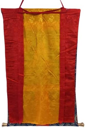 Изкуството на Низен от тибетски будистки памук и коприна Ченрезиг Тханка Стенно изкуство. (С дължина 28 инча (33 инча с рамка)-