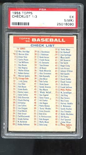 1956 списък Topps 1/3 1-i 3-Серия Първата Трета на PSA 5 (MK) Бейзболна картичка MLB