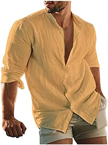 Бельо тениска за мъже, Тениски свободно намаляване на копчета Размер Плюс, Обикновена Риза с дълъг ръкав за мъже 2023, Дебнещ