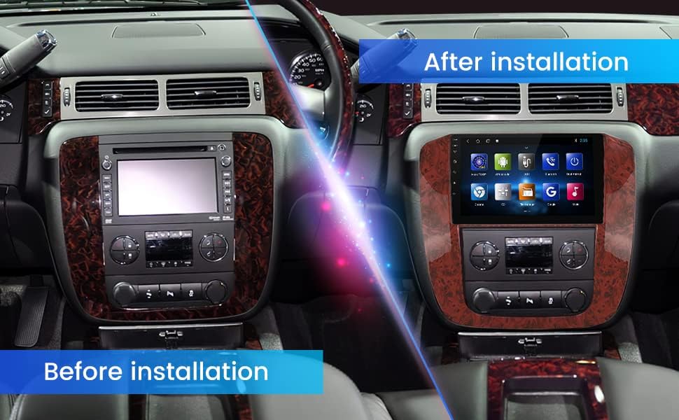Fellostar Android 11,0 Авто Радио Стерео за GMC Yukon Chevrolet Chevy Tahoe Suburban 2007 2008 2009 2010 2011 2012, Главното устройство със сензорен екран с висока разделителна способност, с разделен екран,
