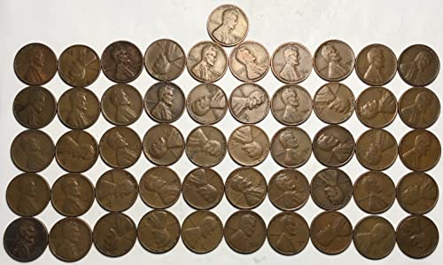 1941 D Линкълн Пшеничен Цент, Пени Ролка (50) Монети Пени Продавач Е Много Добър