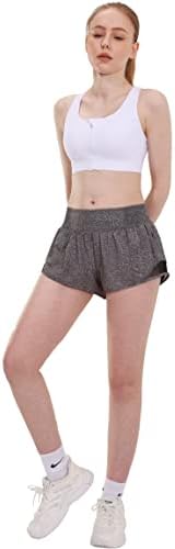 Дамски шорти за бягане Attifall с висока талия, 2,5 бързо съхнещи спортни къси панталони за фитнес зала с външни джобове с цип