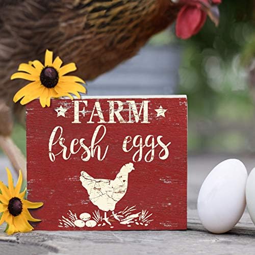 GSS Designs Шаблони за пресни яйца във Фермата (12x12 инча) Табела Пиле във фермата, за Кухня, Дървена Стена,