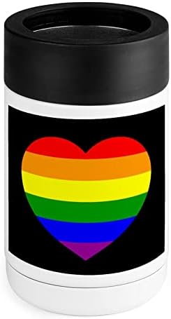 ЛГБТ Гей Гордост Флаг Охладител Чаша От Неръждаема Стомана, Изолиран Банка Охладители Притежателя Чаша с Капак,