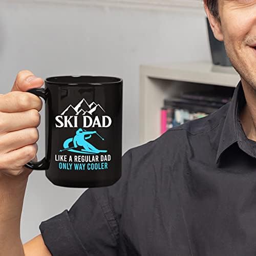 Ризи Crazy Love Татко На ски, Като Нормален баща, Само Така Стръмен, Черна Порцеланова Чаша, Забавен Подарък За