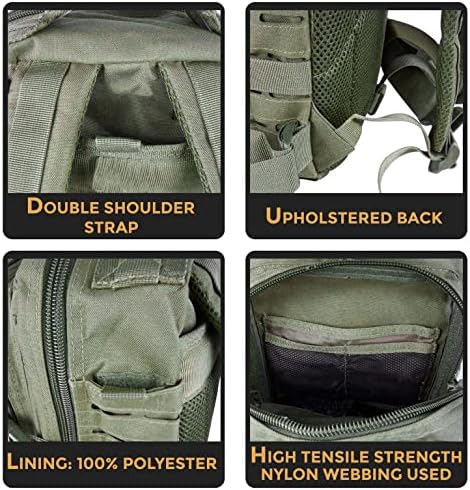 Тактическа раница BaHoki Essentials Голям размер - Военен раница с торби Molle - Регулируем чанта от Вентилирани очи