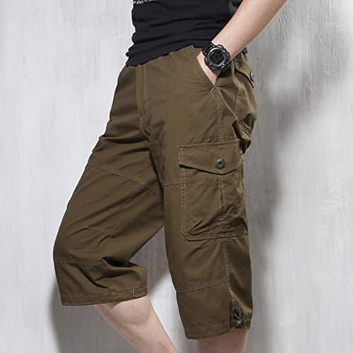 Мъжки къси Панталони-карго Дължина 3/4 Свободно Намаляване на Под Коляното, Тактически Капри, Къси Панталони Свободно