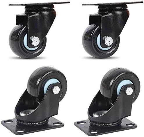 LumeCube 4 опаковки Черни мебели ролки, Въртящи се колела със спирачка, 40/50 мм Полиуретанова Безшумни колела