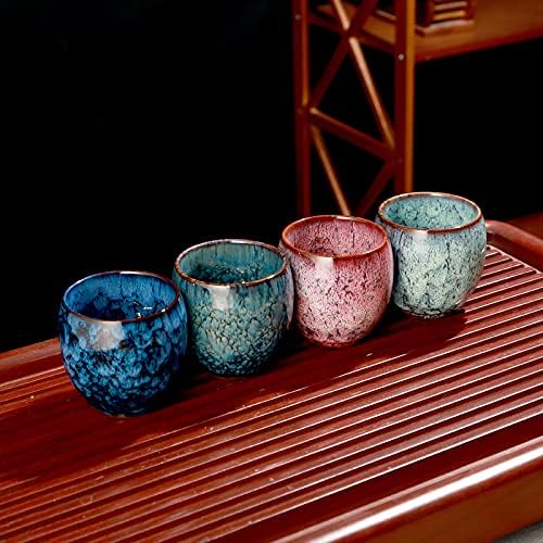 Керамична чаша Lxuwbd, Чай, утайка от чаша,Yerba Mate Set - Комплект от 4 керамични чаши Mate (4 цвят)