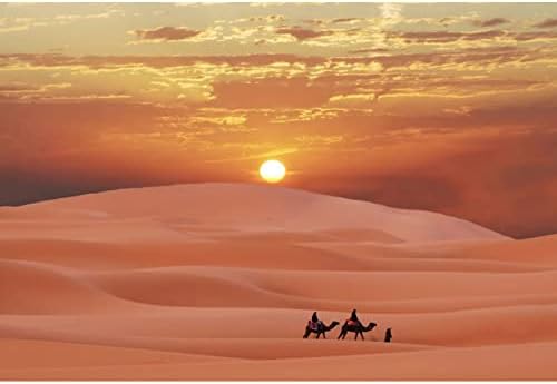 Пустинен Пейзаж на Фона 7 x 5 фута Дивия Запад Камила Пясъчна Дюна Залез Небето Снимка Винил Фон за Фотосесия