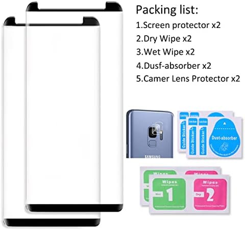 Защитно фолио Micger Galaxy S8 + Plus 【2 + 2 опаковки】 Със Защита на обектива на камерата 3D Стъкло Изогнутое