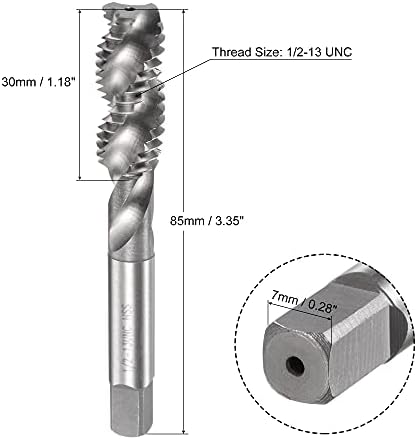 Метчик за нарязване на спирала канали uxcell 1/2-13 UNC, HSS (Быстрорежущая стомана) Резба с метчик, машинна резба