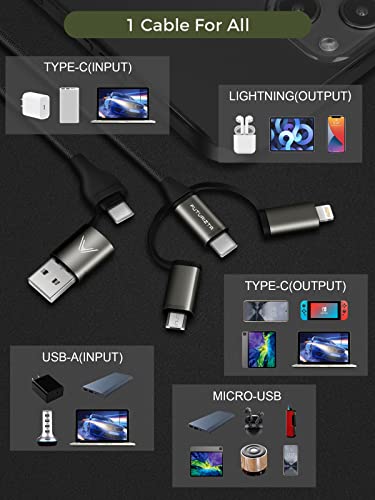 Futurizta Tech® Zeus-X Универсален Мультикабель 6-в-1 (6,6 фута / 2 м) за бързо зареждане на преносими компютри капацитет от 60 W 20 /3 А, QC3.0 и 27 Вата за бързо зареждане на iPhone и синхро?
