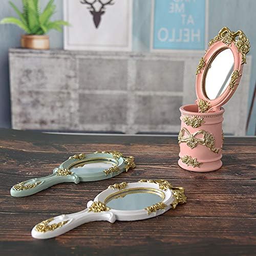 GAOSTGP Ретро Преносими Ръчни Огледала с Дръжка, Огледало за Грим, Ръчно Огледало с дръжка за подарък, A1