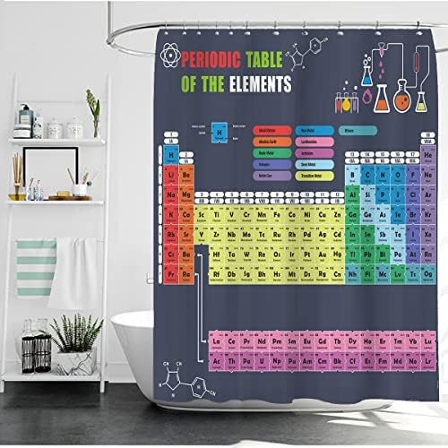 UNIFEEL Най-актуална Периодичната таблица на елементите Тъканни Завеси за душ за учители по химия, използвани като плакат. Сив фон Санитарен възел за момчета и ученици