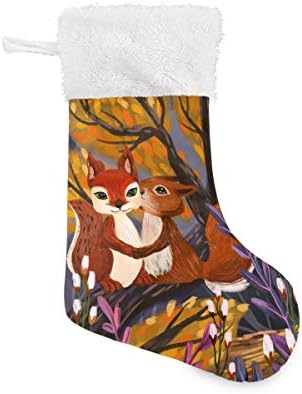 Чифт Коледни Чорапи PIMILAGU Катерица 1 Опаковка 17,7, Окачените Чорапи за Коледна украса