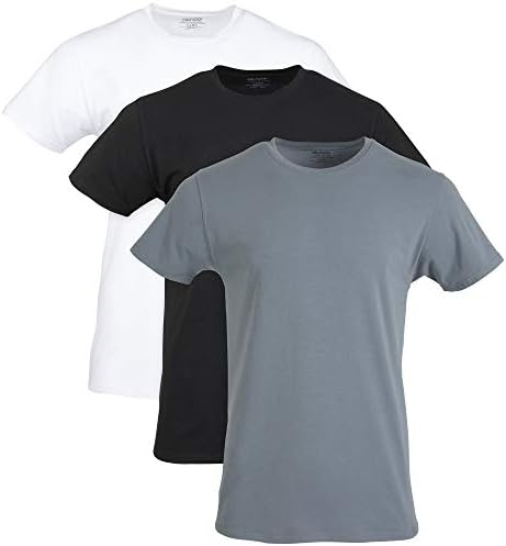 Мъжки памучни стрейчевые тениски Gildan, Многослойни, от бяла / Черна от Сажди / Сива фланела (3 опаковки Crew), XX размер
