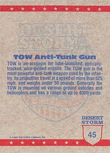 1991 Topps Desert Storm Жълта Буква с логото на Коалиция за мир Търговски карта №45B Буксируемое противотанкови пистолет