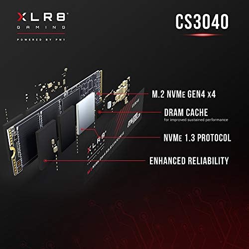 Вътрешен твърд диск (SSD) PNY XLR8 CS3040 обем 2 TB M. 2 NVMe Gen4 x4 с радиатор - M280CS3040HS-2TB-РБ