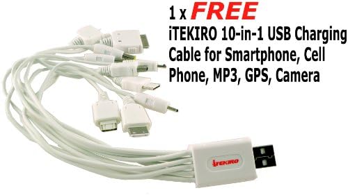 iTEKIRO AC Стенно Зарядно за Кола dc Комплект за Panasonic NV-GS120GN + iTEKIRO 10-в-1 USB Кабел За зареждане