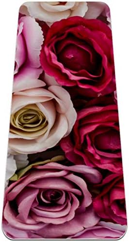 Siebzeh Rose Цветна пролет-дебела подложка за йога Премиум-клас, в екологично Чист Гумена подложка за здраве и фитнес, Нескользящий