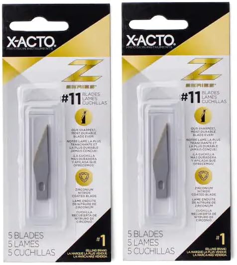 Комплект от 2 теми - Лесно сменное нож от серията X-ACTO Z, № 11, 4-7/8 инча, нож от неръждаема стомана, златист оттенък,