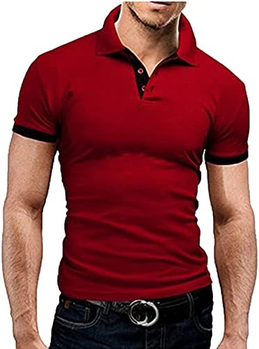 Polo ризи за мъже, Мъжки Ежедневни Ризи Slim Fit с Къс ръкав, Ризи в стил мозайка Контрастни Цветове, Ризи