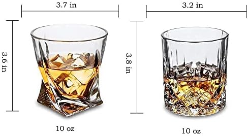 Комплект чаши за уиски KANARS Old Любовна и Twisted Rocks Tumblers - 10 Унции, Бар, прибори Rocks за лепенката, бърбън, алкохолни