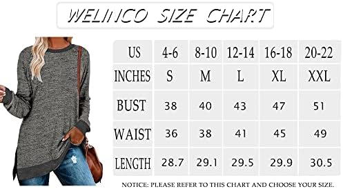 Дамски Пуловери WELINCO с кръгло деколте, Туника с Цветен Блок и Намаляване на Стените, Върховете